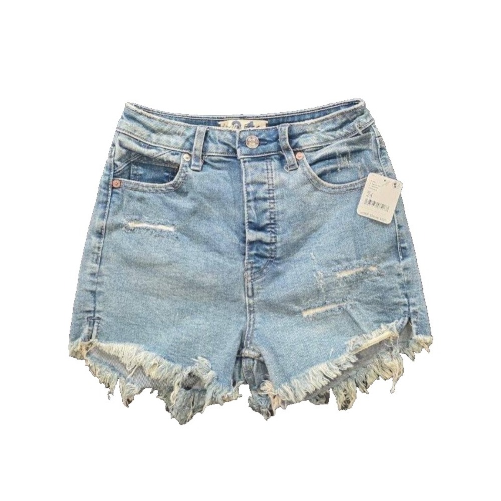 Free People We the Free Women's High Rise Blue Denim Y2K Jean Shorts 24 A011517
